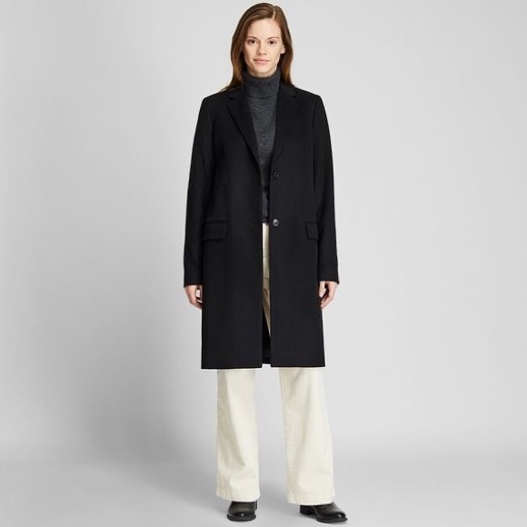 Uniqlo Jackets & Blazers - Uniqlo black wool/cashmere coat